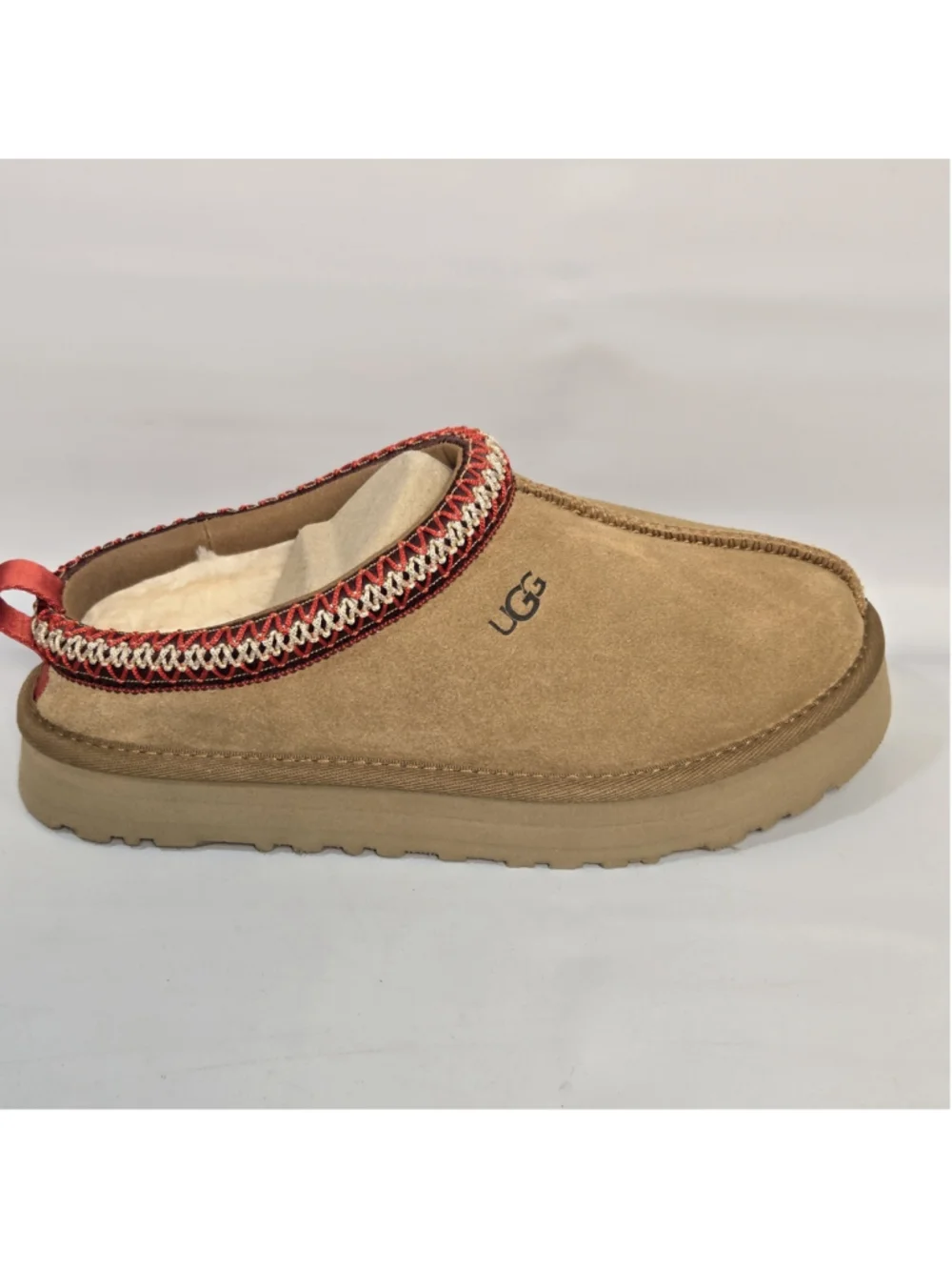 UGG Tazz Slippers Big Kids 4 Brown Clogs Suede Cozy Slip On Shoes NIB $100